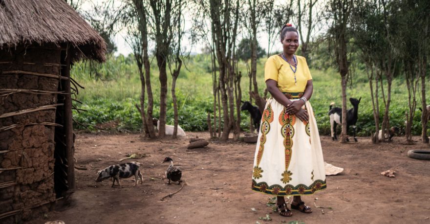 Ugandalainen Sylvia Alinitwe on ostanut säästöryhmän lainalla sikoja, vuohia ja kanoja.