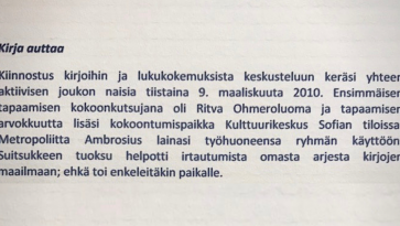 Ote lukupiirin perustamismuistiosta vuodelta 2010.