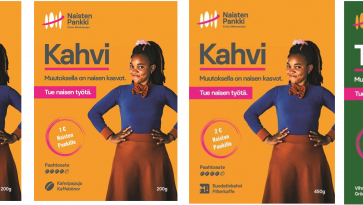 Kahvipakettien kuvia.