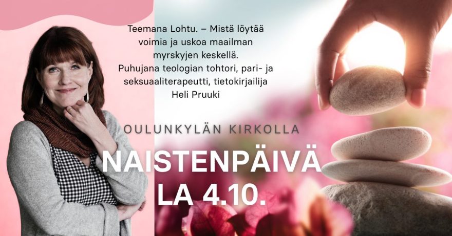 Nainen (Heli Pruuki), sileitä kiviä pinossa