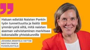 Nainen punaisessa takissa.