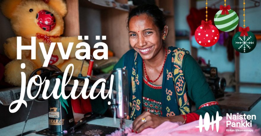 Nainen ja ompelukone.