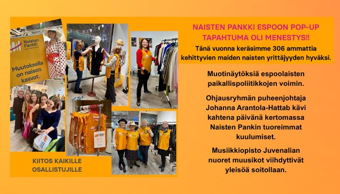 KUvakollaasi oranssiliivisistä naisista.