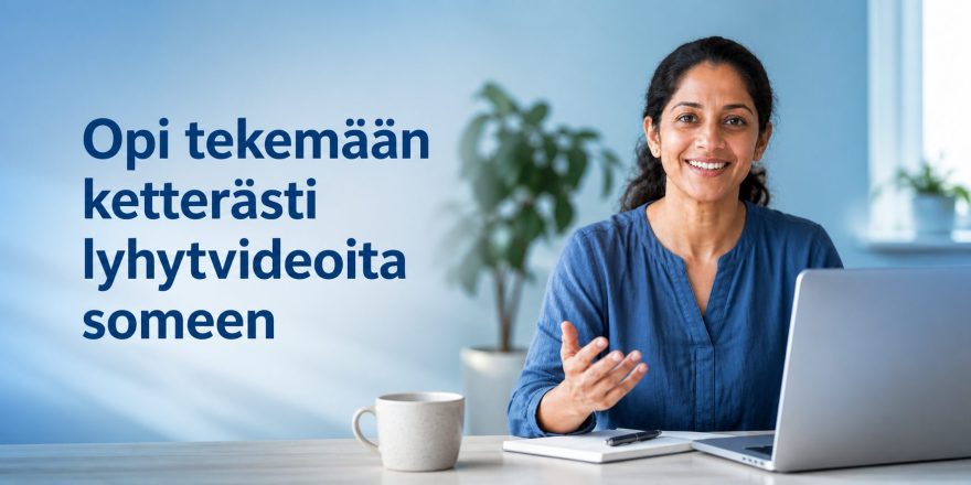 Nainen tietokoneen äärellä.