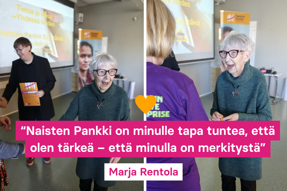 Naisia kokoushuoneessa vastaanottamassa kunniakirjoja.